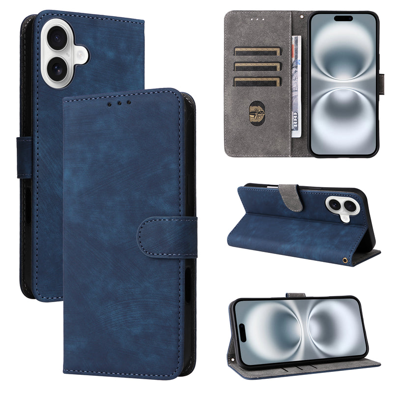 Flip Cover for iPhone 16 Plus PU Leather Phone Case [RFID Blocking] With Hand Strap