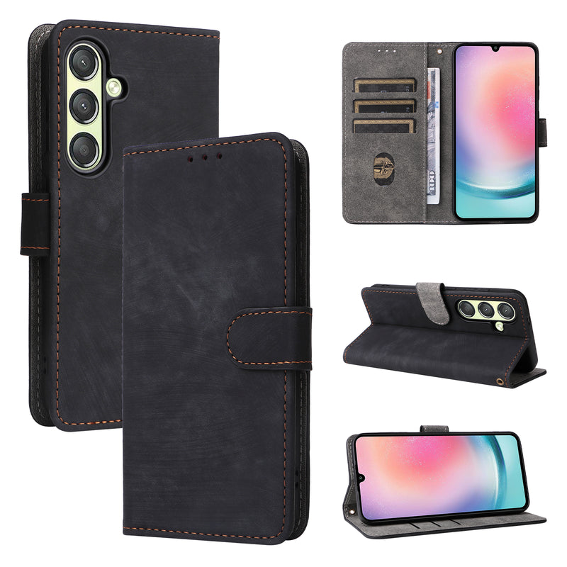 Flip Cover for Samsung Galaxy S24 Plus PU Leather Phone Case [RFID Blocking] With Hand Strap