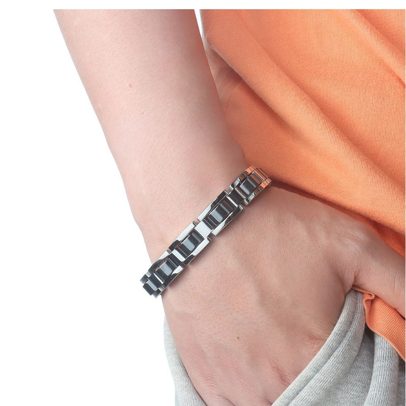 Titanium Steel Hematite Magnetic Bracelet Men Stainless Steel Link Bracelet