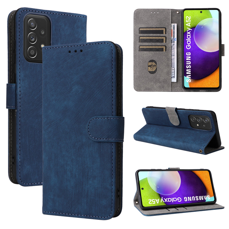 Flip Cover for Samsung Galaxy A52 PU Leather Phone Case [RFID Blocking] With Hand Strap