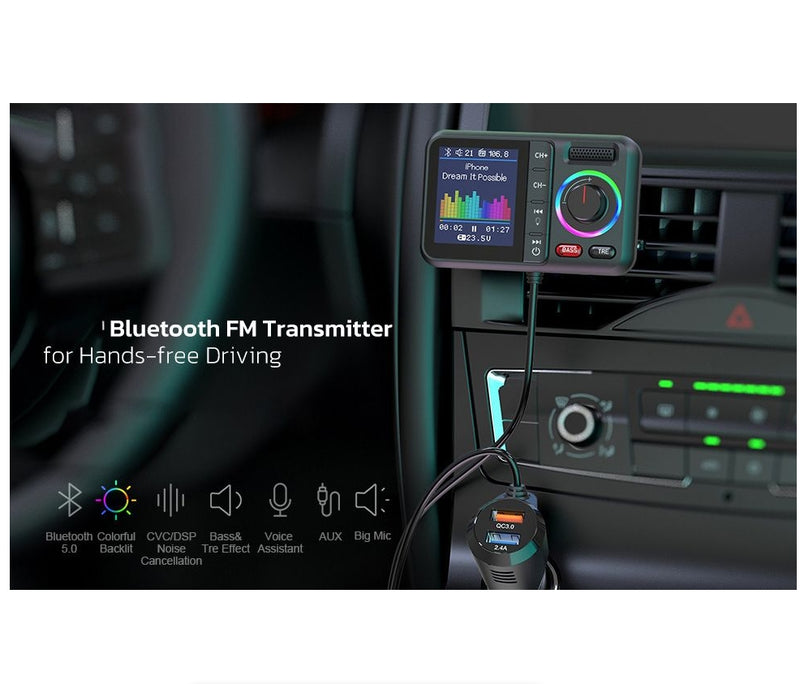 IPSTYLE FM Transmitter for Car, Wireless Car Bluetooth V5.0 Adapter