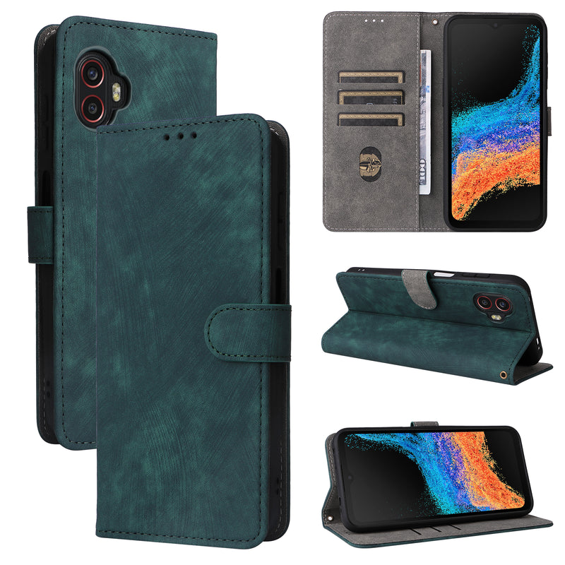 Flip Cover for Samsung Galaxy XCover6 Pro PU Leather Phone Case [RFID Blocking] With Hand Strap