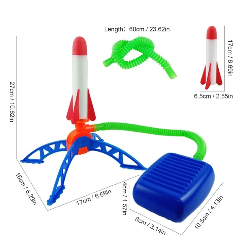 Children Air Stomp Rocket Launcher Toy Flying Foam Rockets Foot Pump Jump