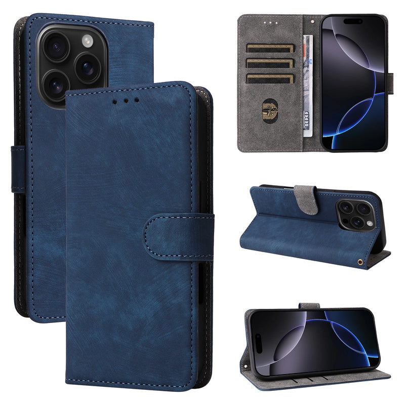 Flip Cover for iPhone 14 Pro PU Leather Phone Case RFID Blocking With Hand Strap