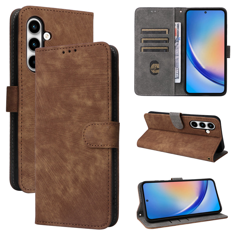 Flip Cover for Samsung Galaxy A35 PU Leather Phone Case [RFID Blocking] With Hand Strap