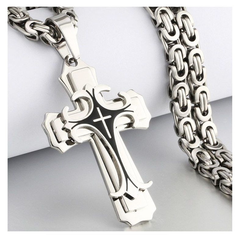Cross Necklace Multi-layers Stainless Steel Cross Pendants Necklaces