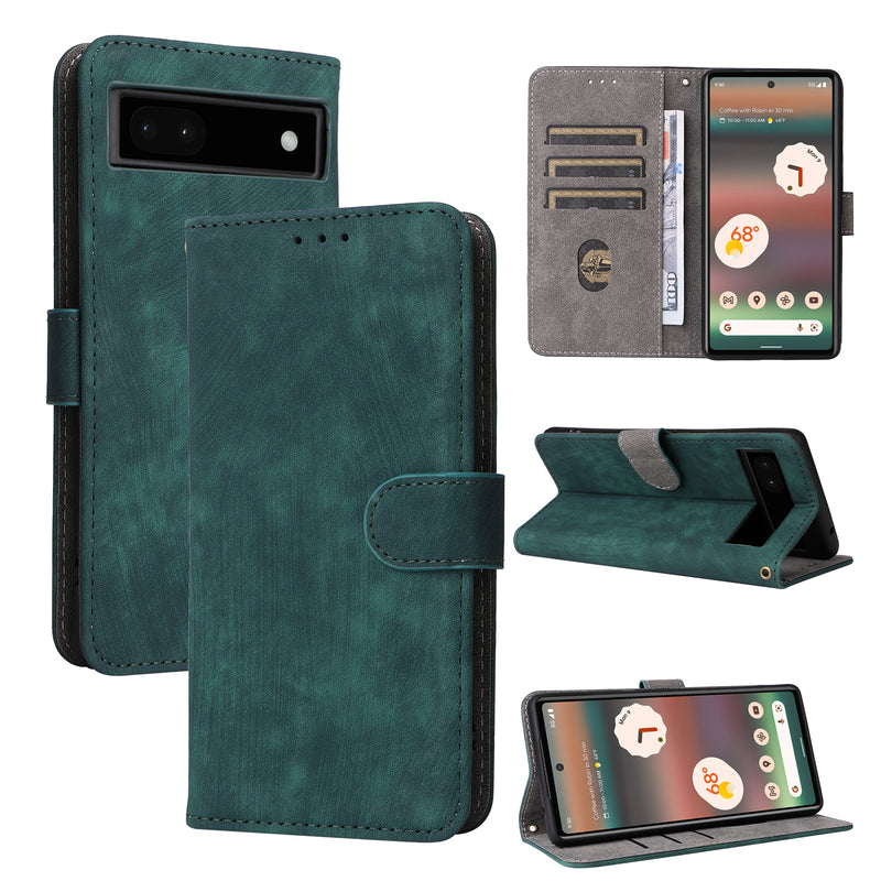Flip Cover for Google Pixel 6a PU Leather Phone Case RFID Blocking With Hand Strap