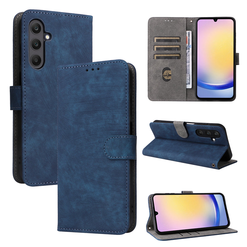 Flip Cover for Samsung Galaxy F15 PU Leather Phone Case [RFID Blocking] With Hand Strap