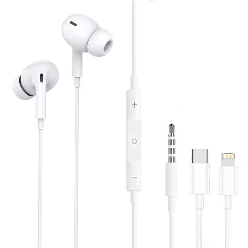 Wired Earphones For Phone In-Ear Earbuds For Lightning USB-C 3.5mm Earphone