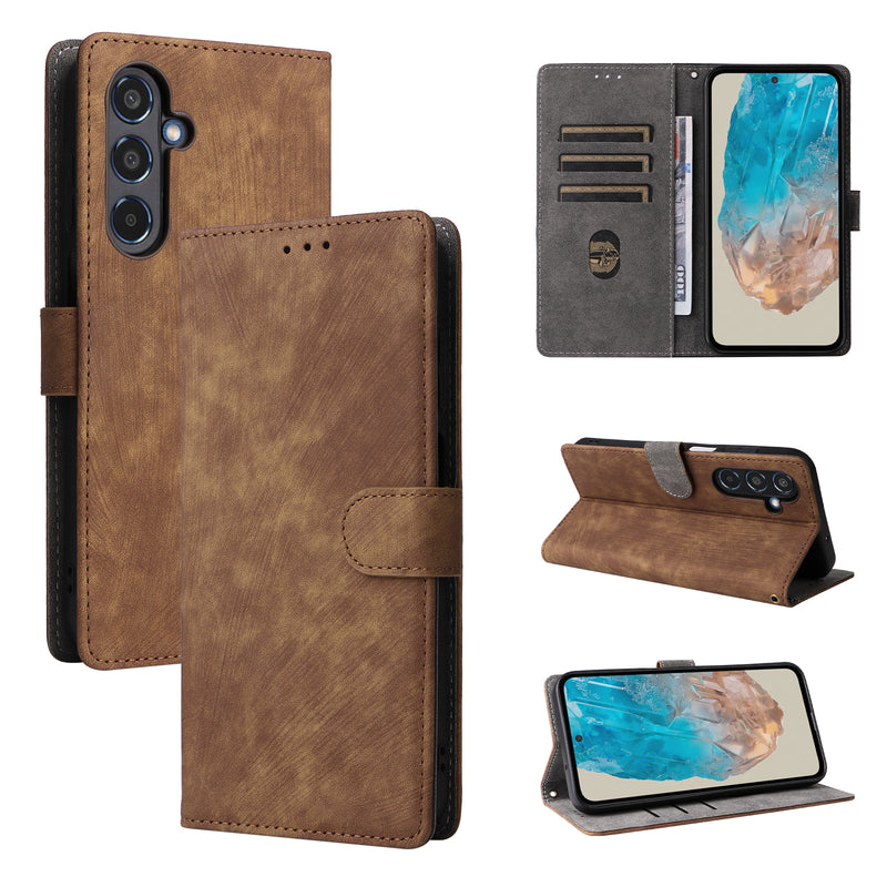 Flip Cover for Samsung Galaxy M35 PU Leather Phone Case [RFID Blocking] With Hand Strap