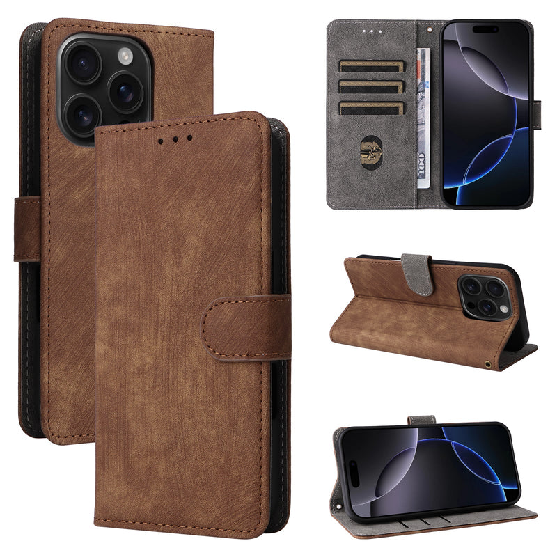 Flip Cover for iPhone 14 Pro PU Leather Phone Case RFID Blocking With Hand Strap