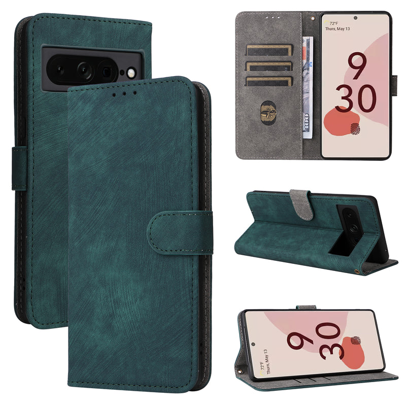 Flip Cover for Google Pixel 7 Pro PU Leather Phone Case RFID Blocking With Hand Strap