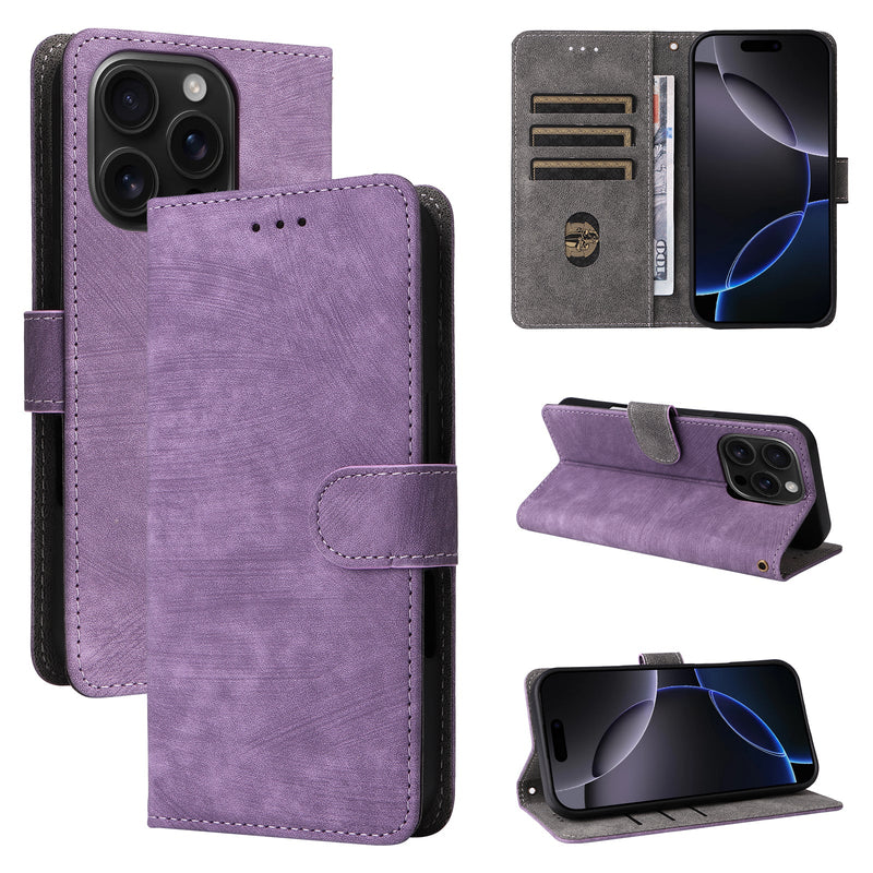 Flip Cover for iPhone 14 Pro PU Leather Phone Case RFID Blocking With Hand Strap