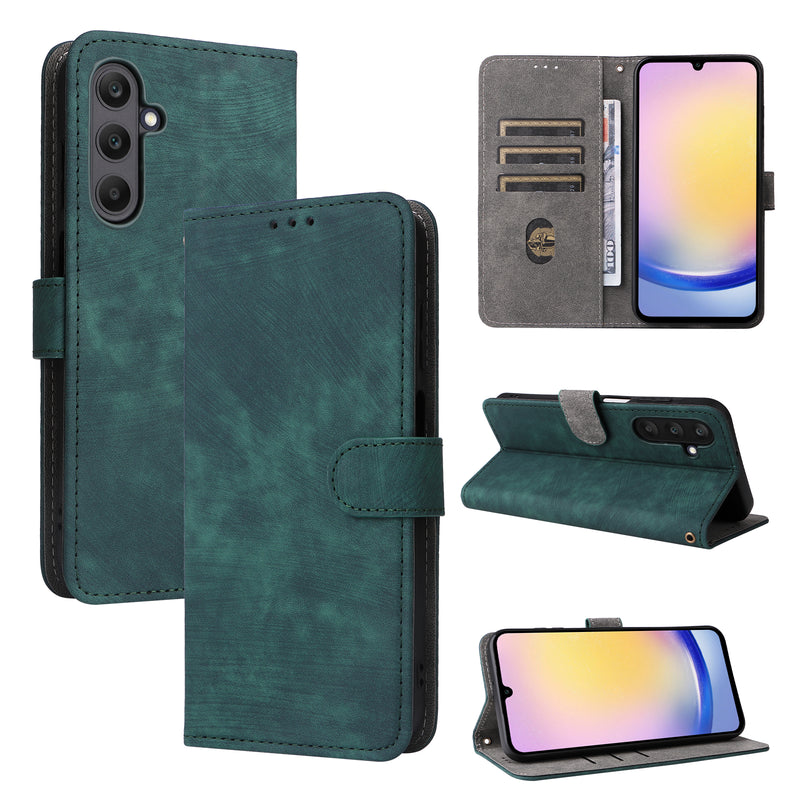 Flip Cover for Samsung Galaxy M15 PU Leather Phone Case [RFID Blocking] With Hand Strap