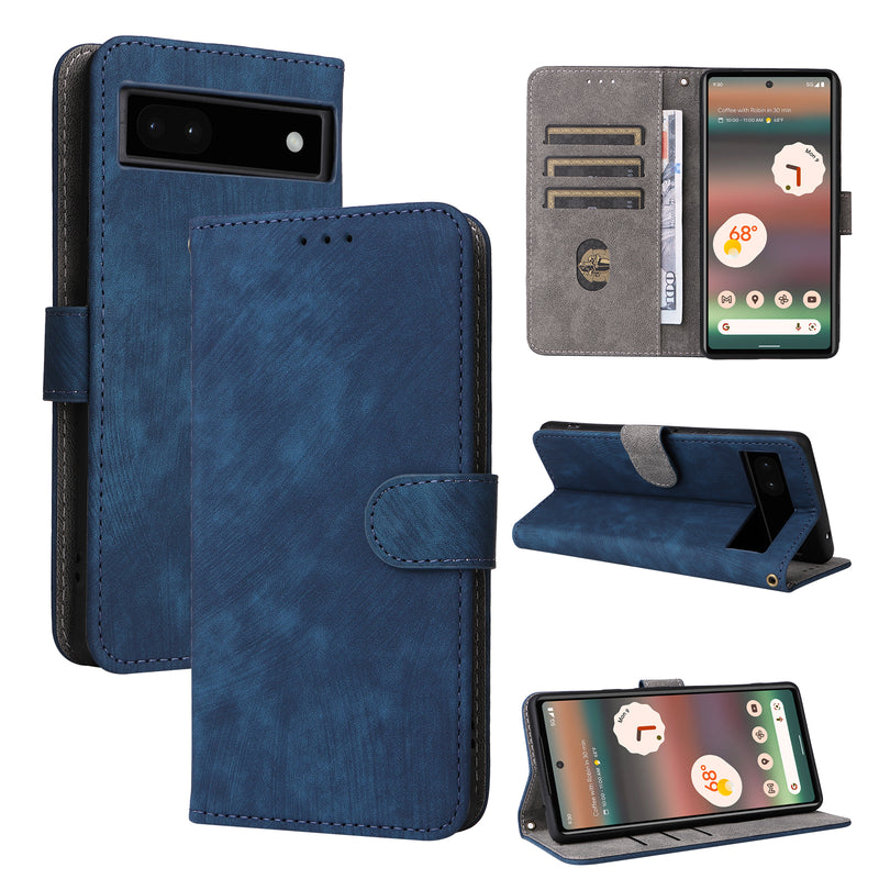 Flip Cover for Google Pixel 6a PU Leather Phone Case RFID Blocking With Hand Strap