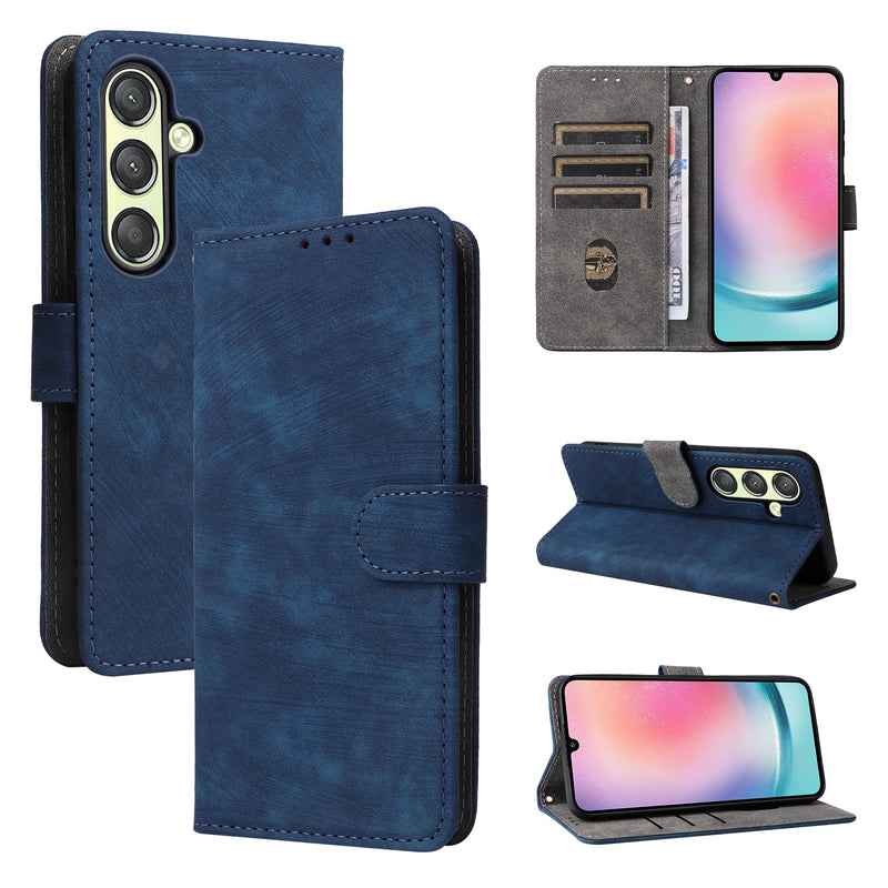 Flip Cover for Samsung Galaxy S24 PU Leather Phone Case [RFID Blocking] With Hand Strap