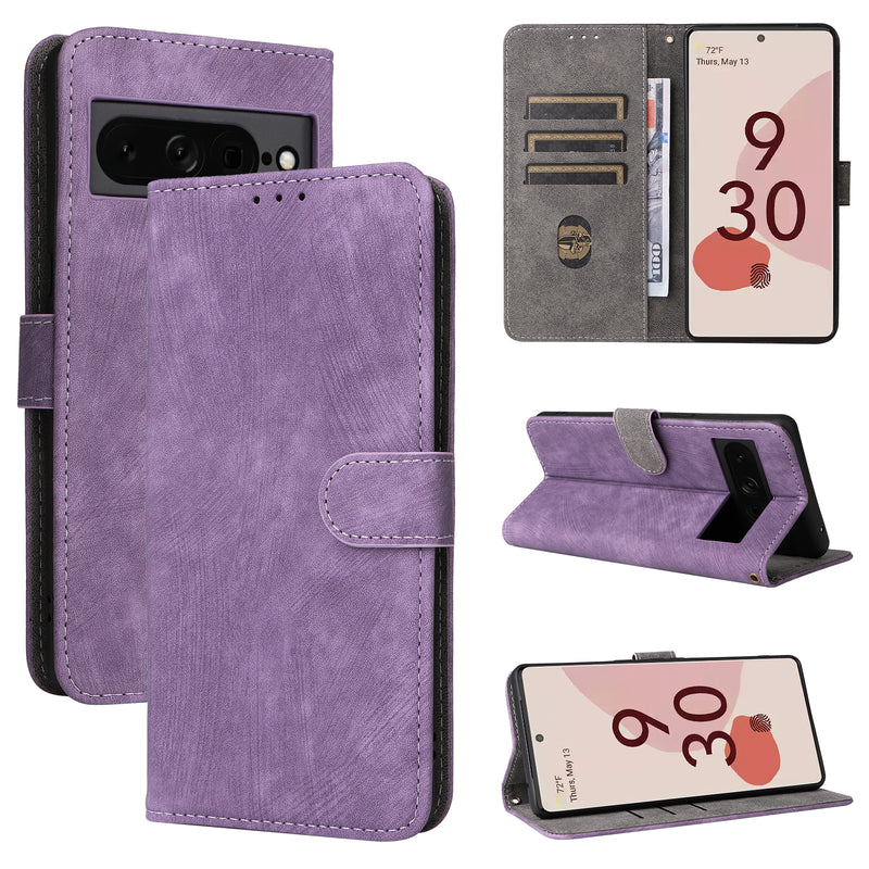 Flip Cover for Google Pixel 7 Pro PU Leather Phone Case RFID Blocking With Hand Strap