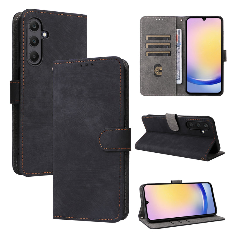 Flip Cover for Samsung Galaxy F15 PU Leather Phone Case [RFID Blocking] With Hand Strap
