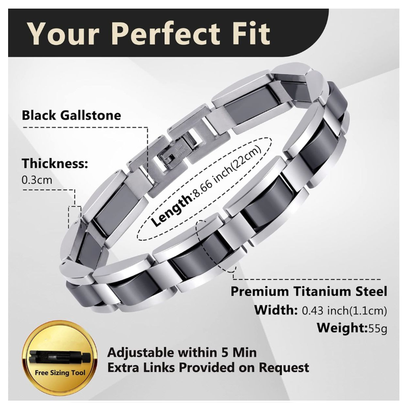 Titanium Steel Hematite Magnetic Bracelet Men Stainless Steel Link Bracelet