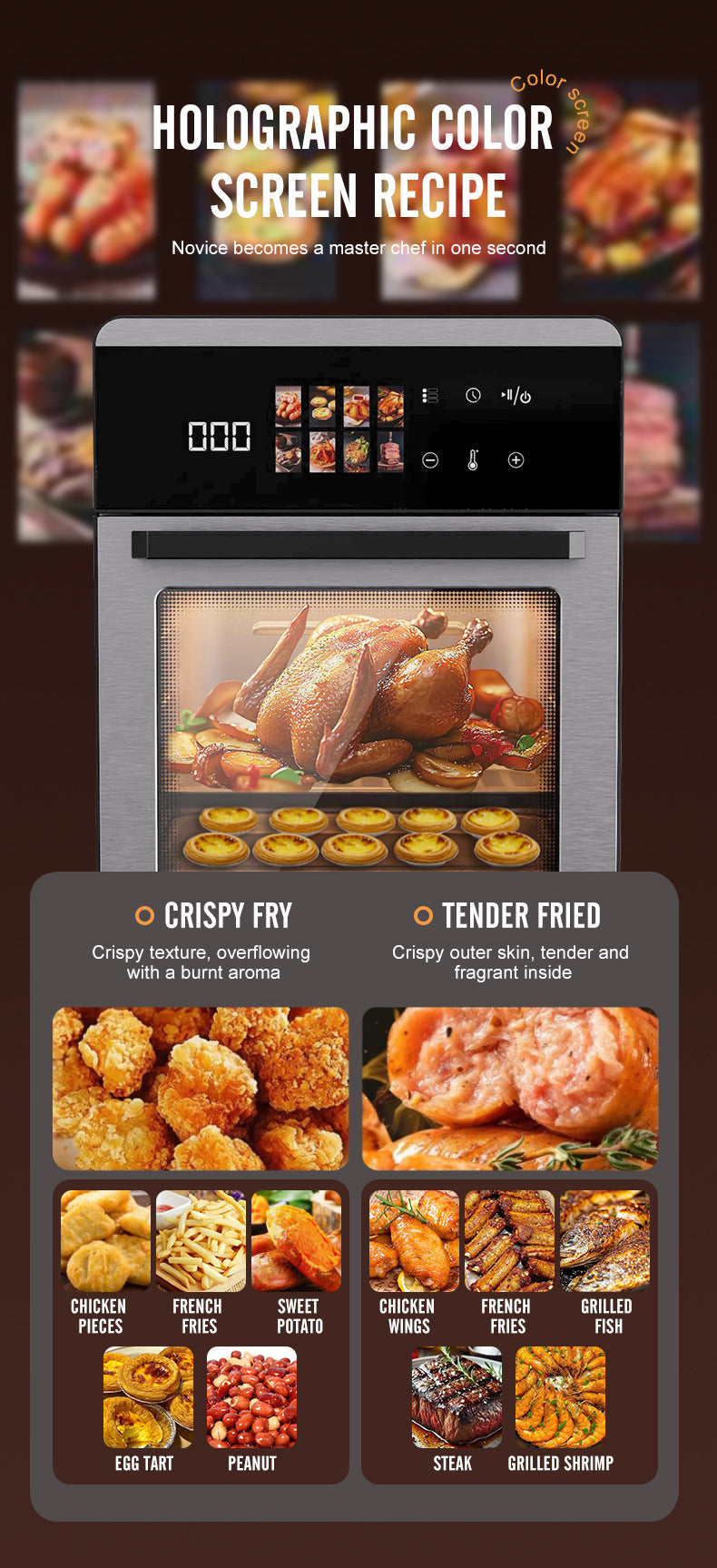 16L Air Fryer 2-in-1 Oven Multi-functional Smart Electric Fryer
