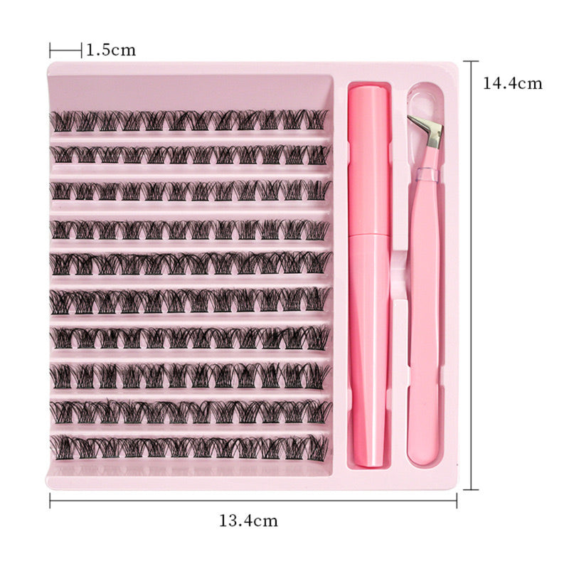 Lash Clusters Lash Curl Extension Kit with Lash Bond &Tweezer (8-16mm) Mixed Length Lash Clusters to Get Different Lash Styles, Easy to Apply for Beginners, Looks Real & Natural