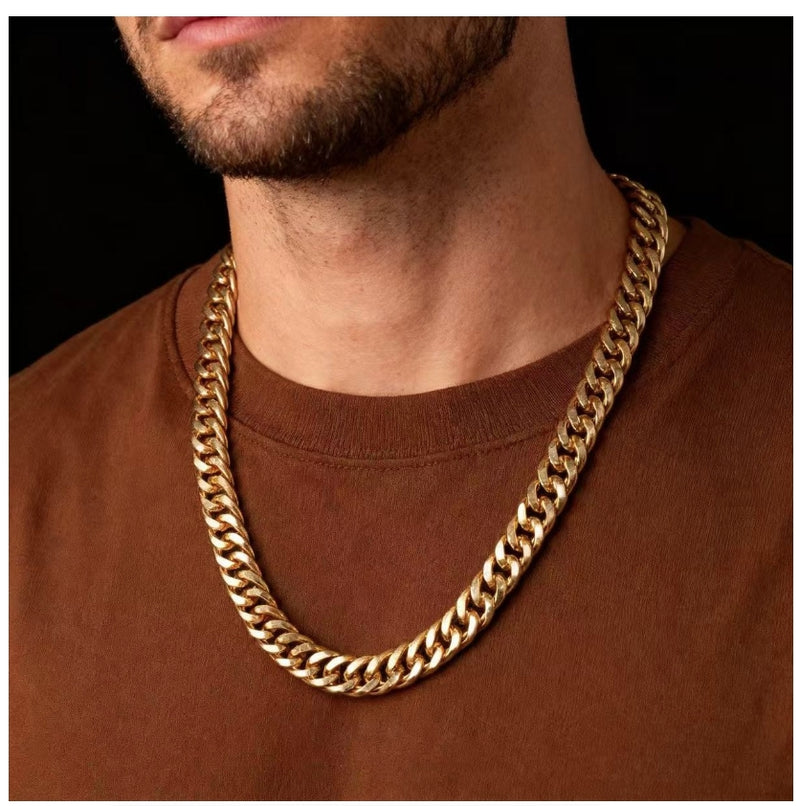 Men Curb Cuban Link Chain Necklaces 316L Stainless Steel Bracelet Hip Hop