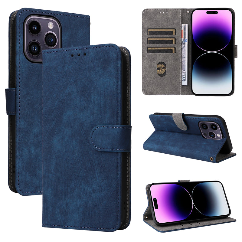 Flip Cover for iPhone 15 Pro PU Leather Phone Case [RFID Blocking] With Hand Strap