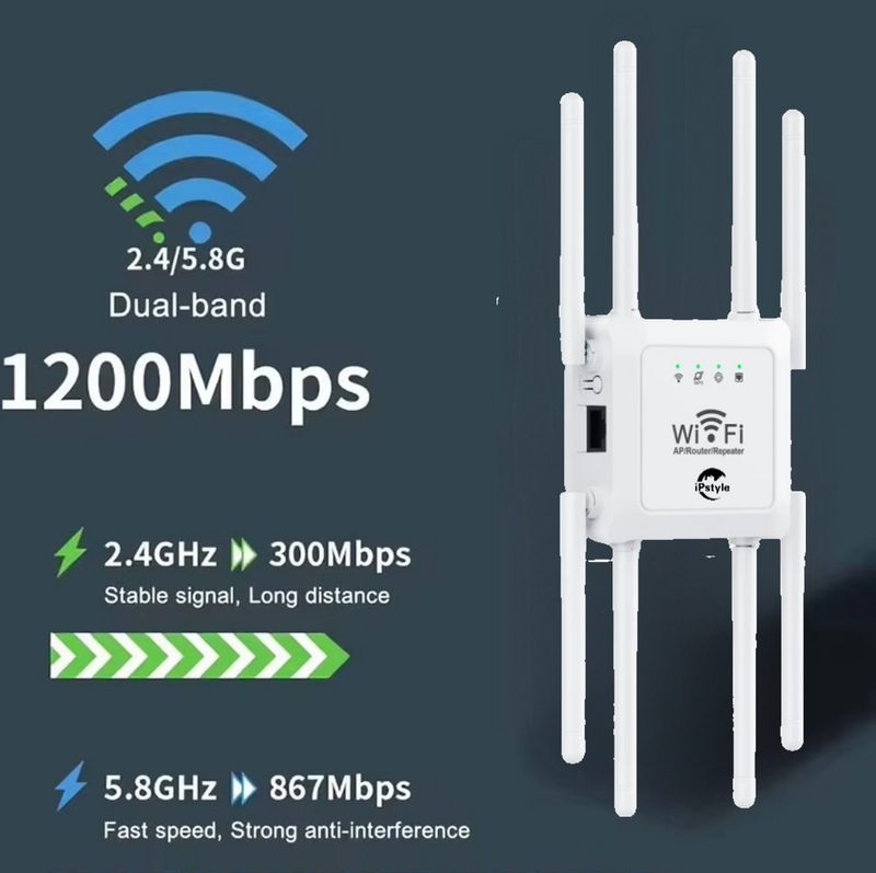 WiFi Extender Repeater 8 Antennas 2.4G/5G Amplifier Router Network