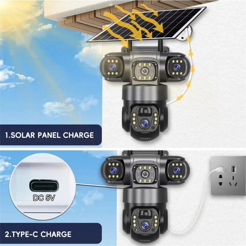 9MP Solar Security Camera Outdoor 4G/Wifi Human Detect Cameras Night Vision