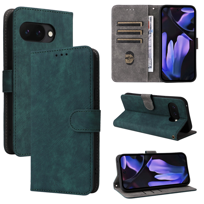 Flip Cover for Google Pixel 9a PU Leather Phone Case RFID Blocking With Hand Strap