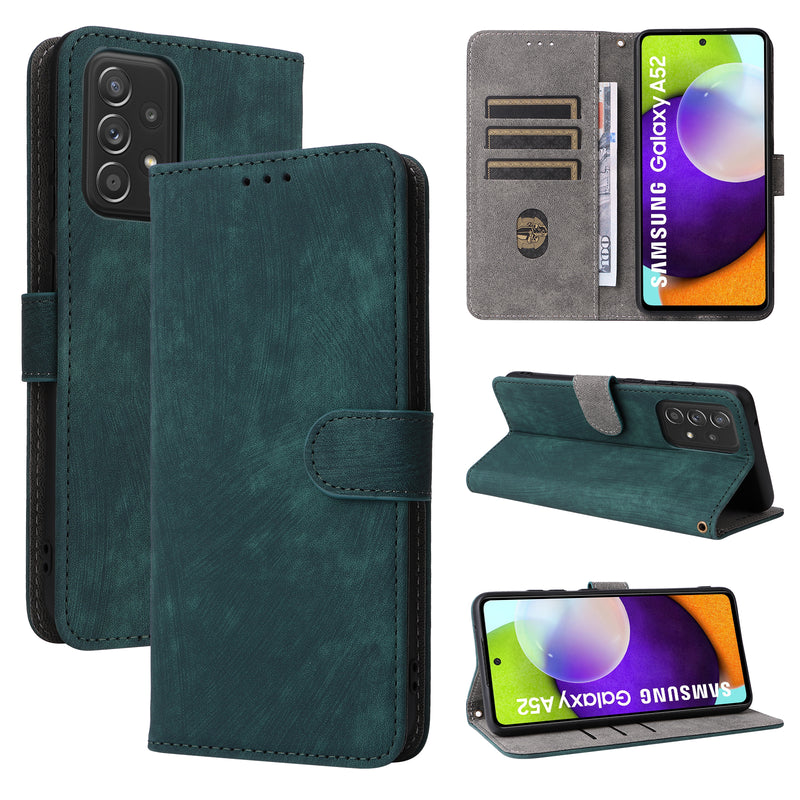 Flip Cover for Samsung Galaxy A52 PU Leather Phone Case [RFID Blocking] With Hand Strap