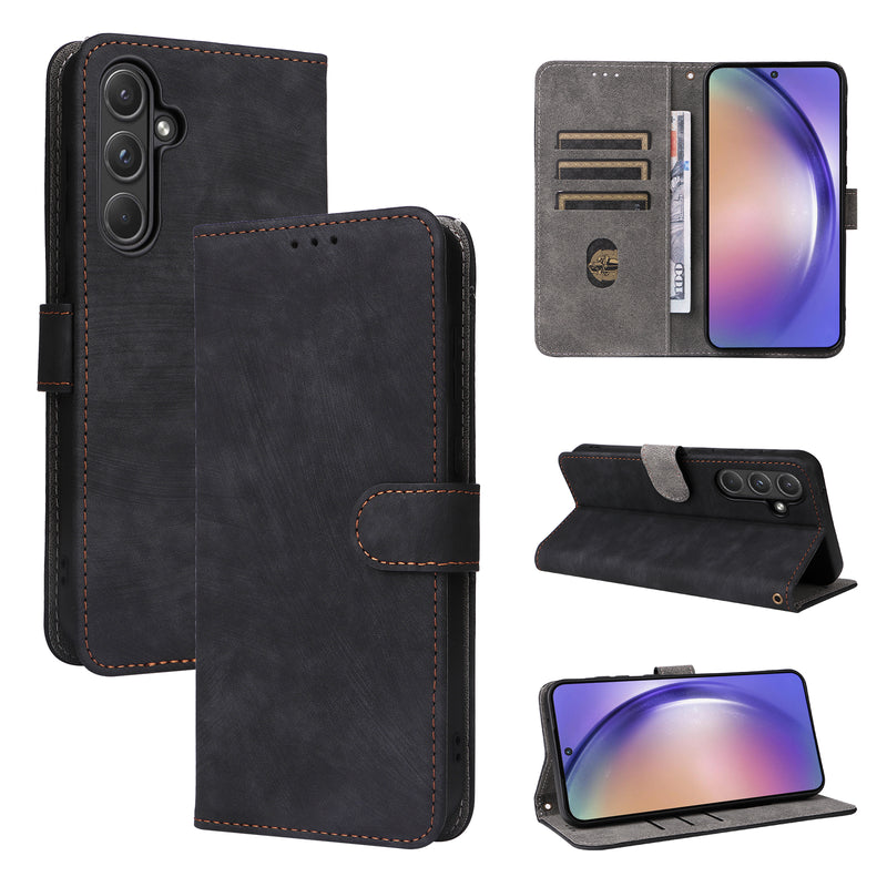 Flip Cover for Samsung Galaxy A55 PU Leather Phone Case [RFID Blocking] With Hand Strap