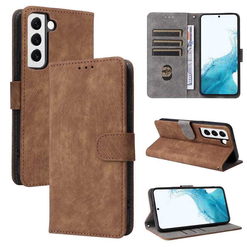 Flip Cover for Samsung Galaxy S22 5G PU Leather Phone Case [RFID Blocking] With Hand Strap