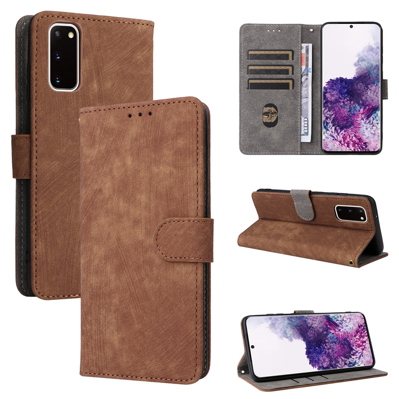 Flip Cover for Samsung Galaxy S20/S20 Plus/S20 FE PU Leather Phone Case [RFID Blocking] With Hand Strap