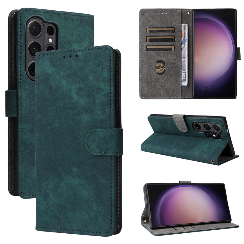 Flip Cover for Samsung Galaxy S24 Ultra PU Leather Phone Case [RFID Blocking] With Hand Strap