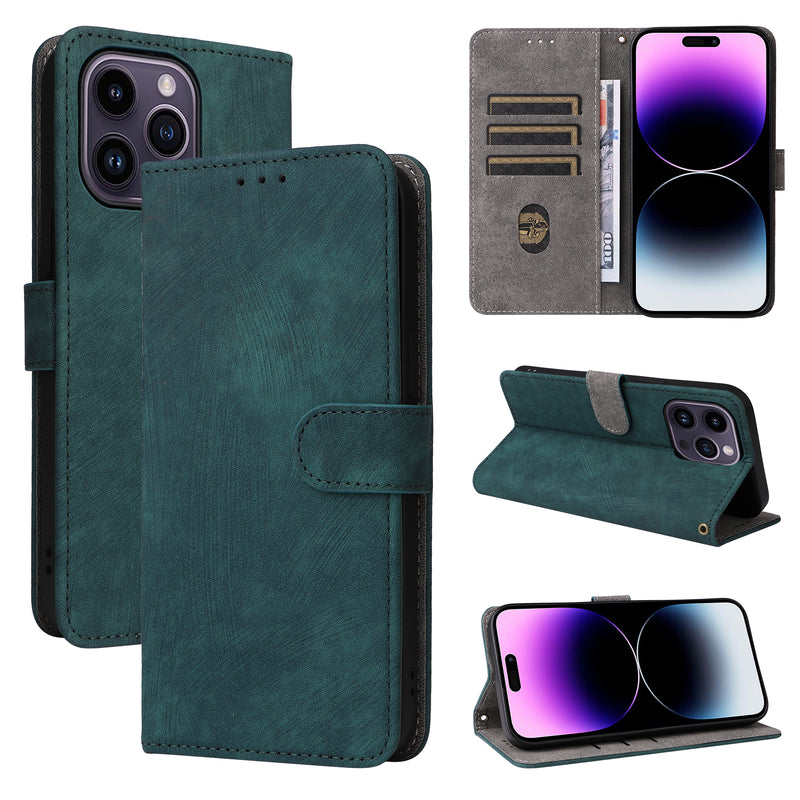 Flip Cover for iPhone 15 Pro PU Leather Phone Case [RFID Blocking] With Hand Strap