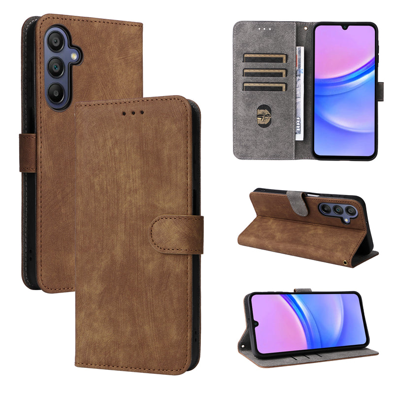 Flip Cover for Samsung Galaxy A17 PU Leather Phone Case [RFID Blocking] With Hand Strap