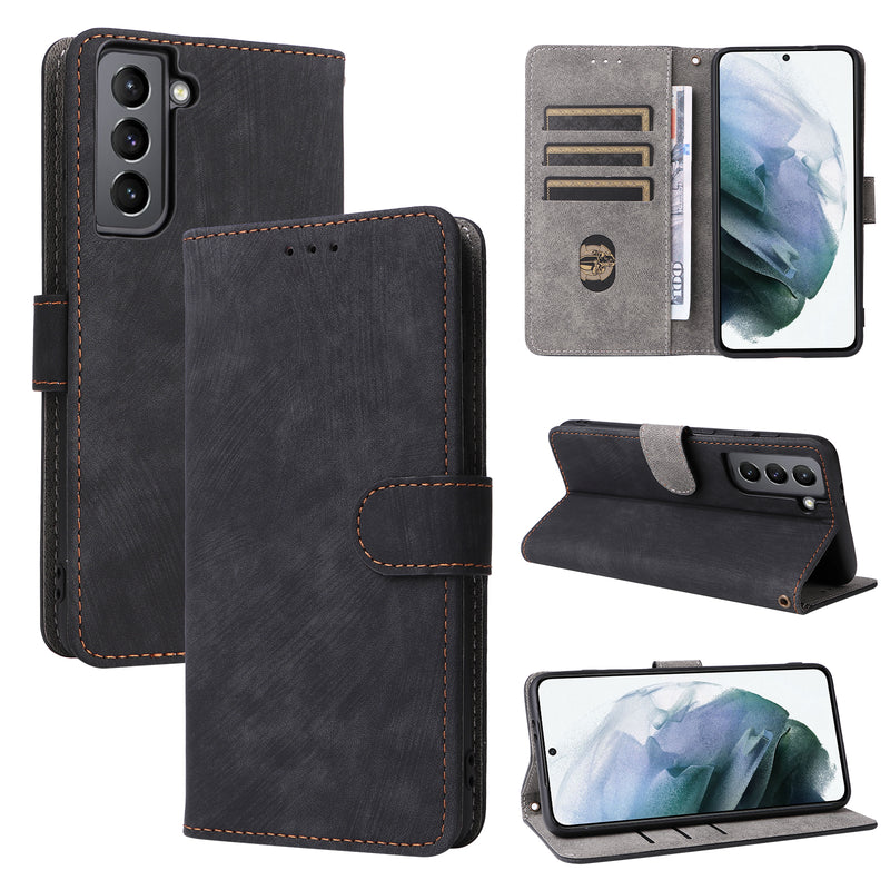 Flip Cover for Samsung Galaxy S21 PU Leather Phone Case [RFID Blocking] With Hand Strap