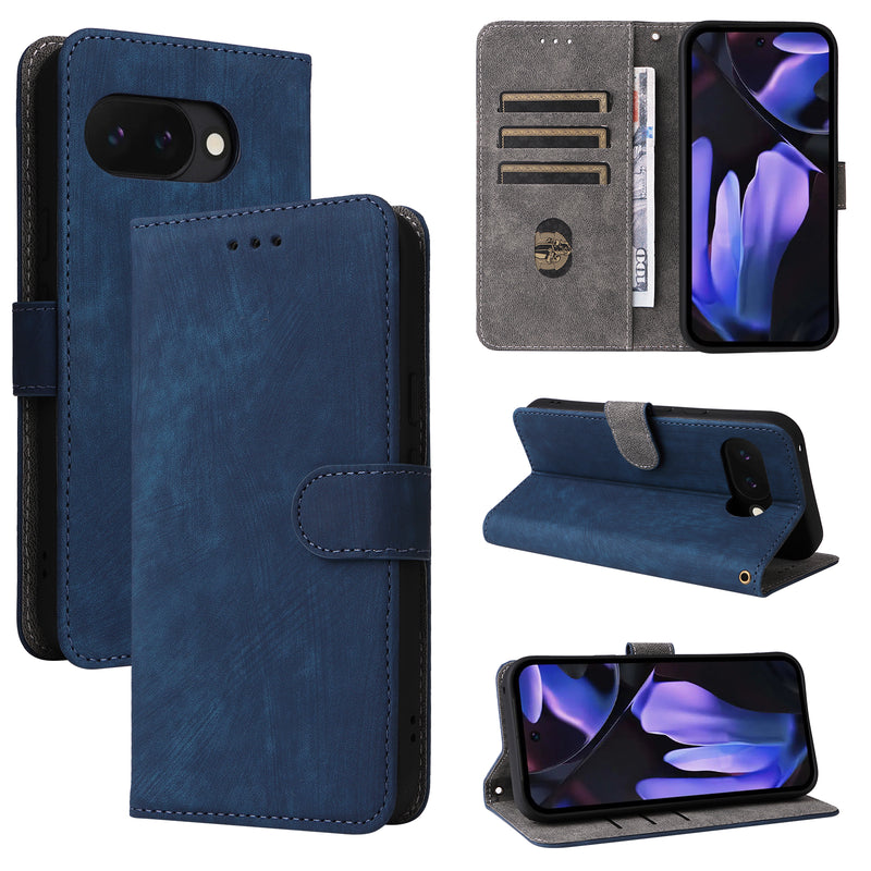 Flip Cover for Google Pixel 9a PU Leather Phone Case RFID Blocking With Hand Strap