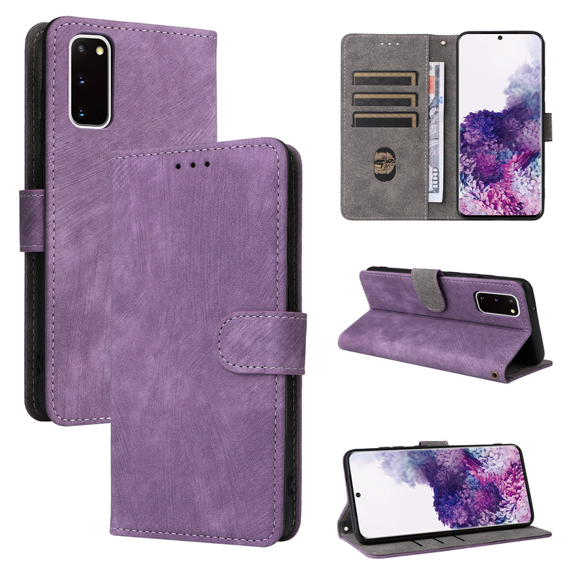 Flip Cover for Samsung Galaxy S20/S20 Plus/S20 FE PU Leather Phone Case [RFID Blocking] With Hand Strap