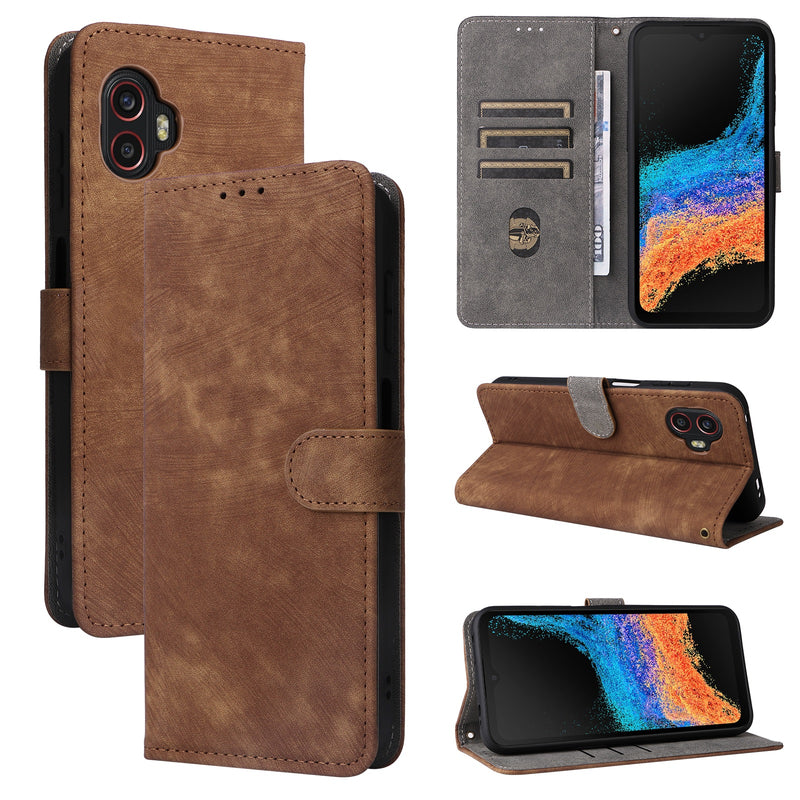 Flip Cover for Samsung Galaxy XCover6 Pro PU Leather Phone Case [RFID Blocking] With Hand Strap