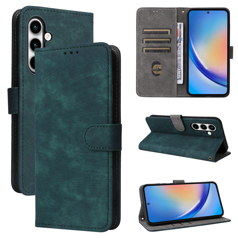 Flip Cover for Samsung Galaxy A35 PU Leather Phone Case [RFID Blocking] With Hand Strap