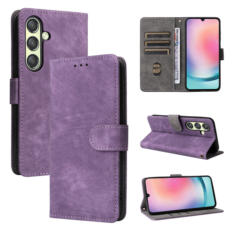 Flip Cover for Samsung Galaxy S24 Plus PU Leather Phone Case [RFID Blocking] With Hand Strap