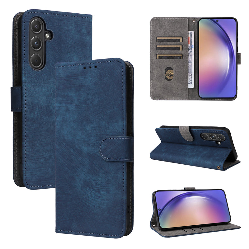 Flip Cover for Samsung Galaxy A55 PU Leather Phone Case [RFID Blocking] With Hand Strap