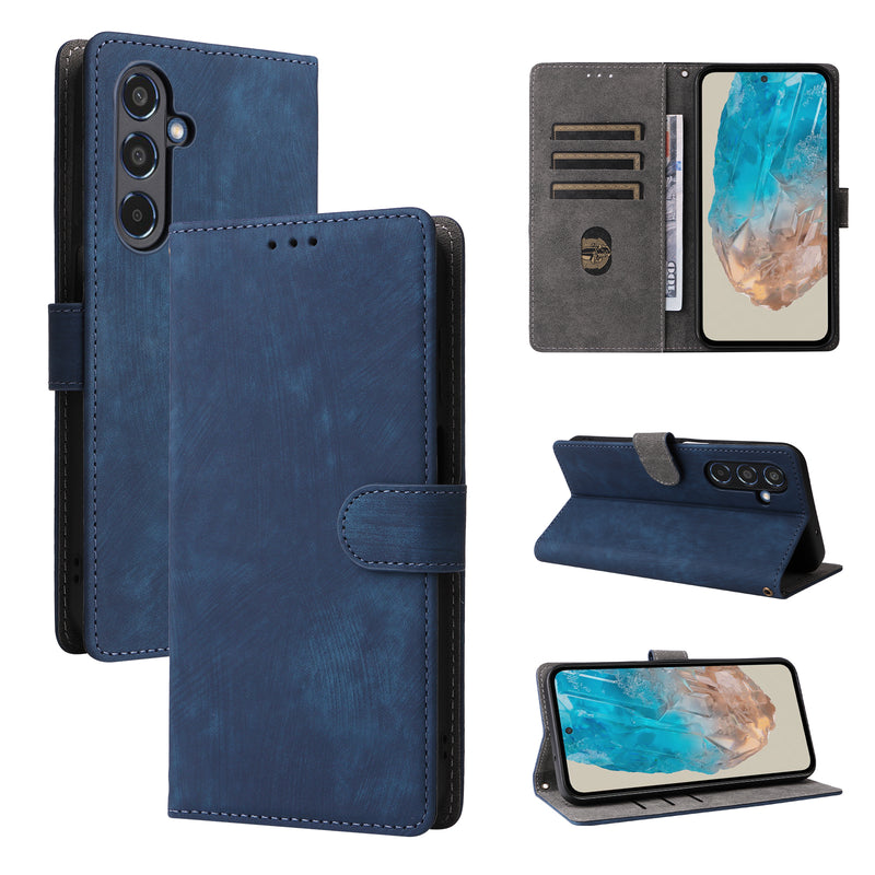 Flip Cover for Samsung Galaxy M35 PU Leather Phone Case [RFID Blocking] With Hand Strap