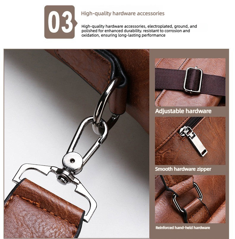 Men Bag Briefcase Laptop Bag - Leather Business Handbag Crossbody Shoulder