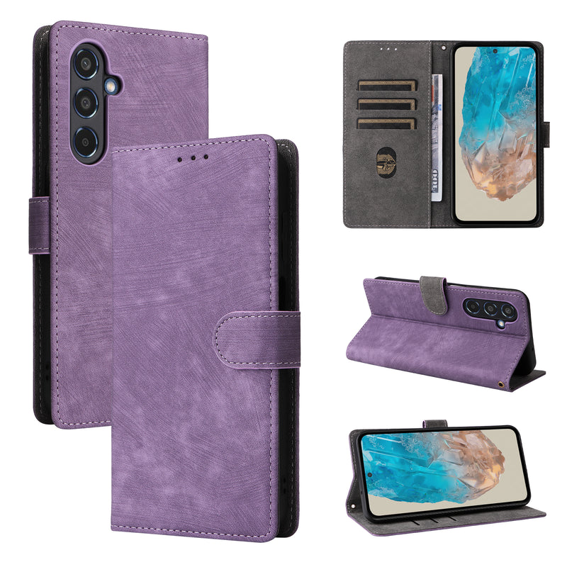 Flip Cover for Samsung Galaxy M35 PU Leather Phone Case [RFID Blocking] With Hand Strap