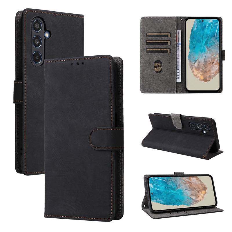 Flip Cover for Samsung Galaxy M35 PU Leather Phone Case [RFID Blocking] With Hand Strap
