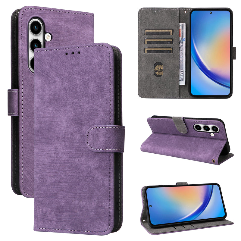Flip Cover for Samsung Galaxy A35 PU Leather Phone Case [RFID Blocking] With Hand Strap