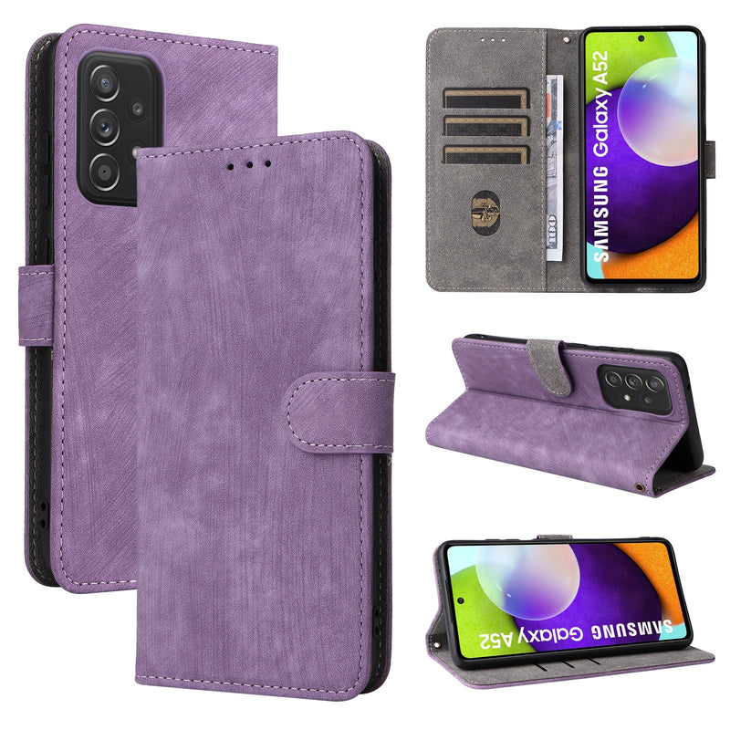 Flip Cover for Samsung Galaxy A52 PU Leather Phone Case [RFID Blocking] With Hand Strap